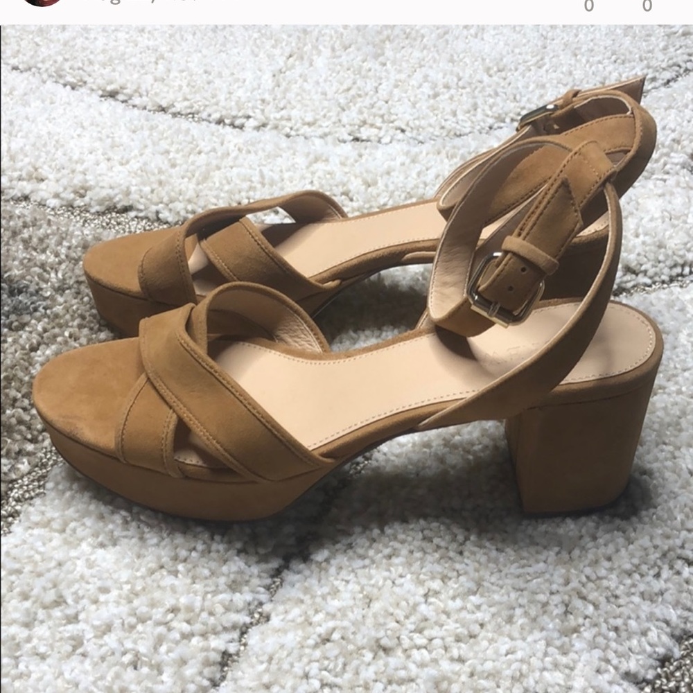 J. Crew Criss cross suede tan platform sandal